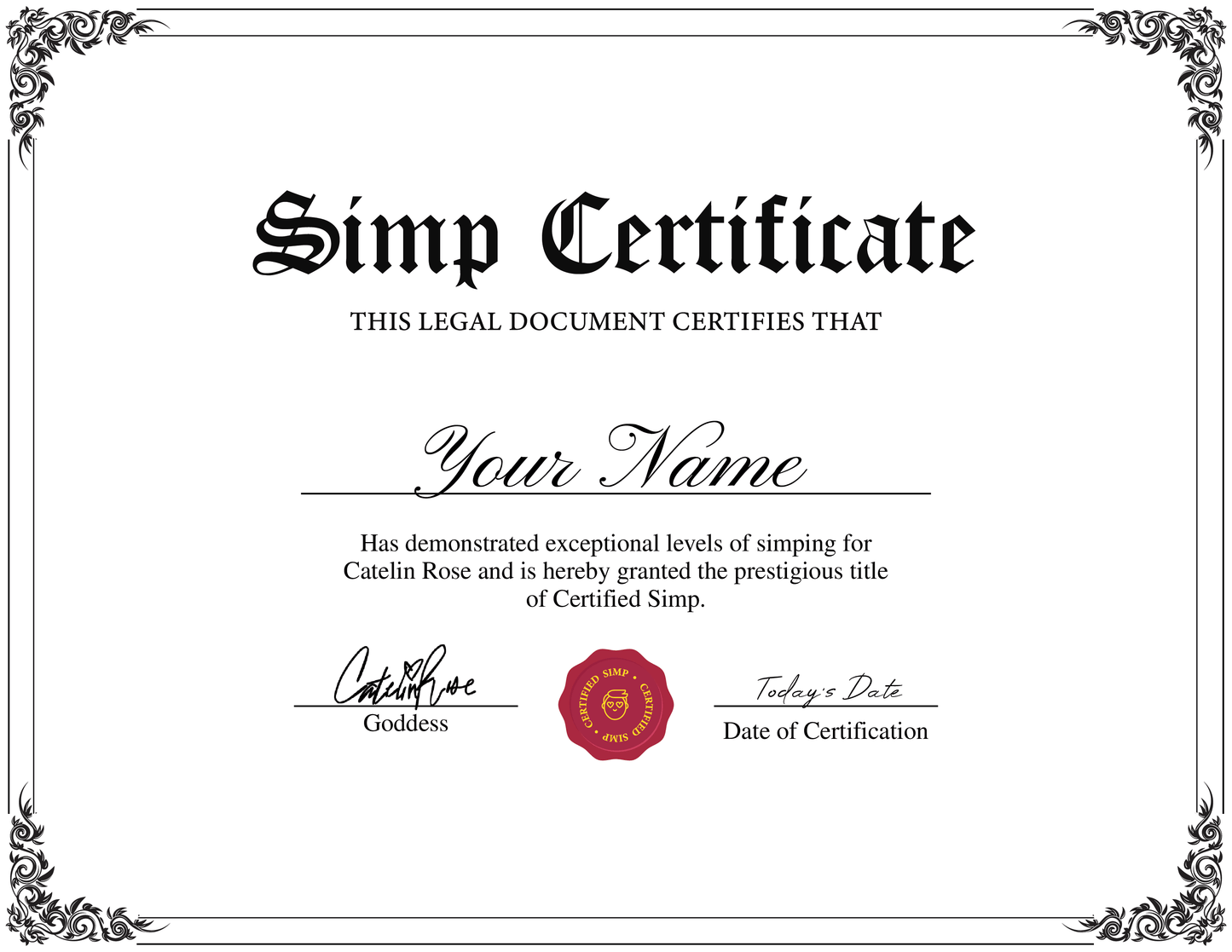 Catelin Rose Simp Certificate